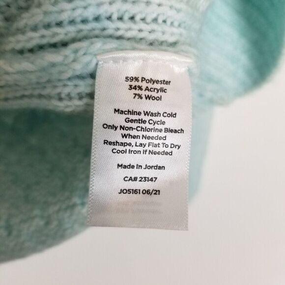 Talbots Women Plus Wool Blend Cable Mock Sweater  3X Petite Mint Green Pullover - Picture 4 of 4